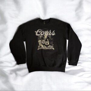 Coors Beer Black Vintage-Style Graphic Crewneck Sweatshirt Mens Medium